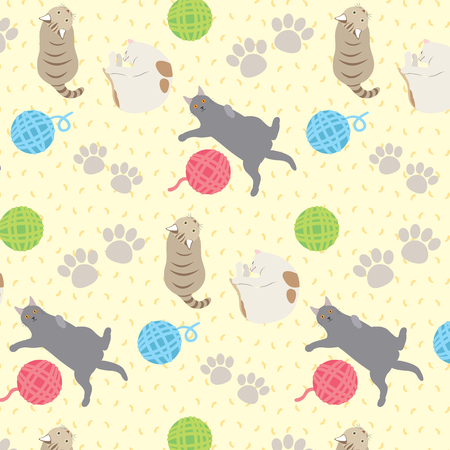 vector cute cats comfort play and sleep illustrationのイラスト素材