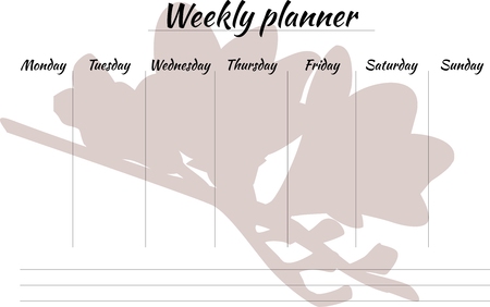 beauty weekly planner with flower, organiserのイラスト素材