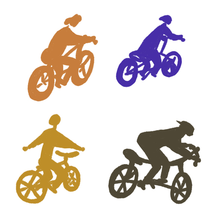 a cyclist on the white background, silhouette