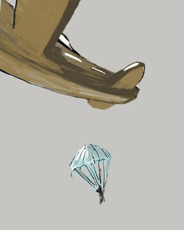 parachutist jumping out of an airplaneの写真素材