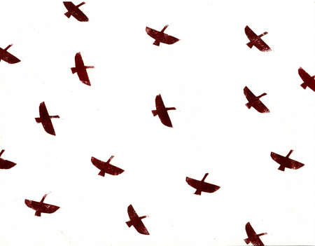 the silhouettes of birds on a white background