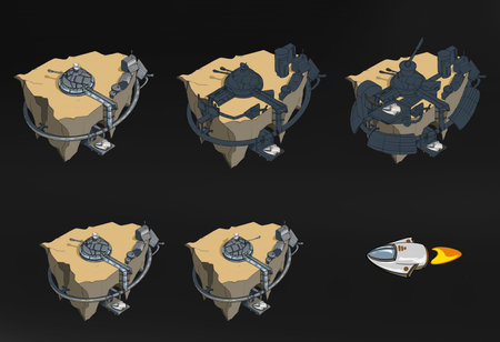 space station, concept art for the game, isometric space base artの写真素材
