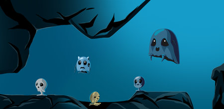 set of small cute monsters for games, underwater, undergroundの写真素材