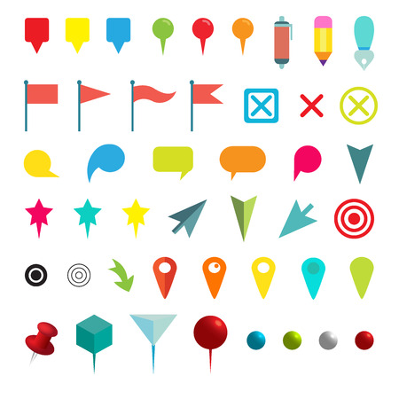 Colorful Navigation Pins. Isolated on whiteのイラスト素材