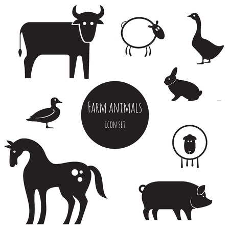 Farm animals icon set. のイラスト素材
