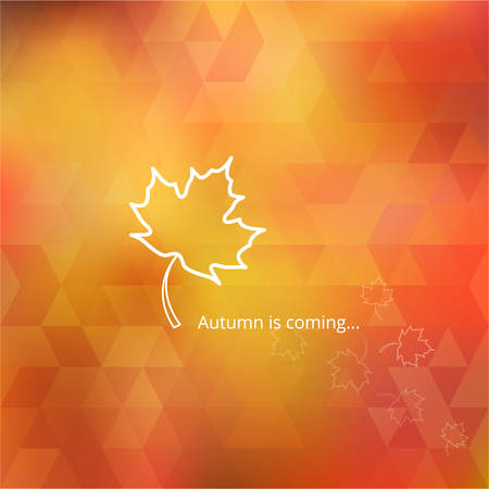Autumn geometric orange and yellow background with leaf icon. Vector illustrationのイラスト素材