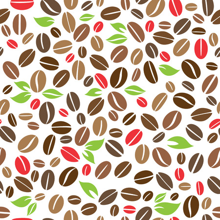 Coffee beans with leaves seamless pattern.Vector illustrationのイラスト素材