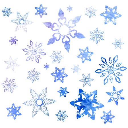 Set of watercolor snowflakes. Vector illustration EPS10のイラスト素材