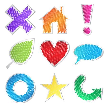 Color labels set with scribble effect isolated on white background. Vector illustration EPS10のイラスト素材