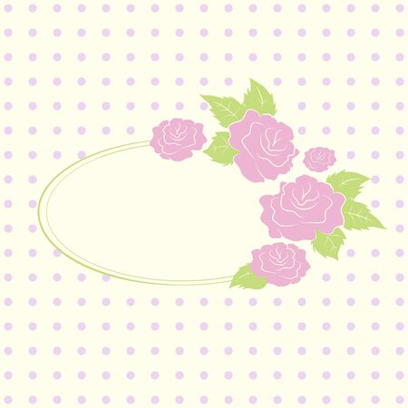 Vintage oval frame with color roses and space for you text or design. Vector illustration EPS10のイラスト素材