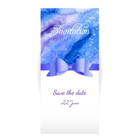 Invitation card template with watercolor background and bow. Vector illustration EPS10のイラスト素材