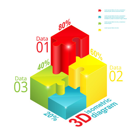 Puzzle isometric infographic. 3d Vector illustration EPS10のイラスト素材