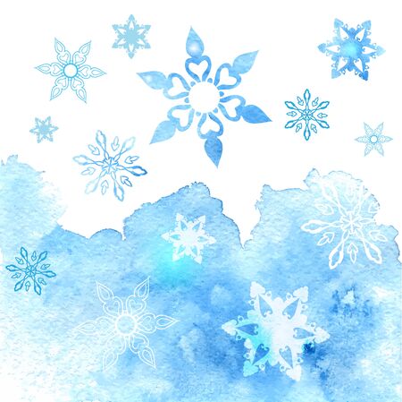Watercolor abstract background with snowflakes. Vector illustration EPS10のイラスト素材