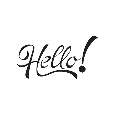 Hello hand lettering, vector illustration, hello massage, hello text, hello calligraphyのイラスト素材