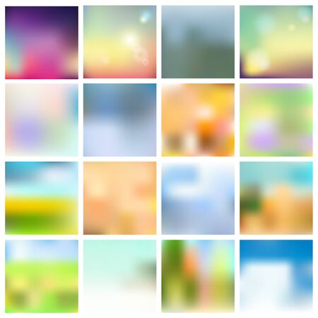 Set of blurred backgrounds. Abstract vector illustrationのイラスト素材