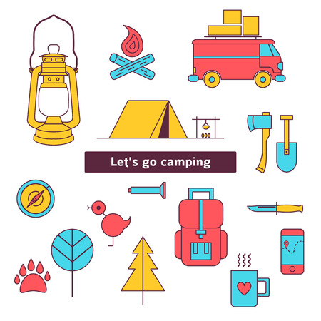 Camping icon setのイラスト素材