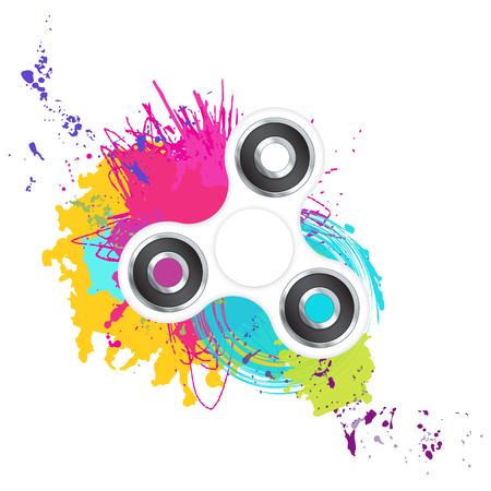 White fidget spinner with colorful splashes isolated on white baのイラスト素材