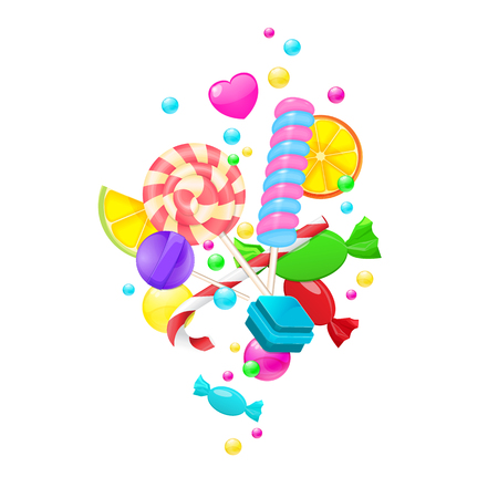 Candy background set isolated on white background. Sweet set witのイラスト素材