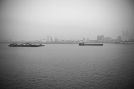 Ship in the lakeの写真素材