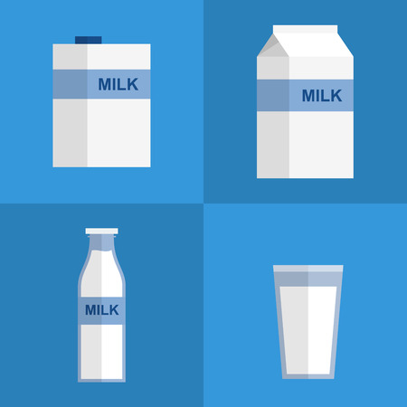 vector milk icon package types on a blue background. flat styleのイラスト素材