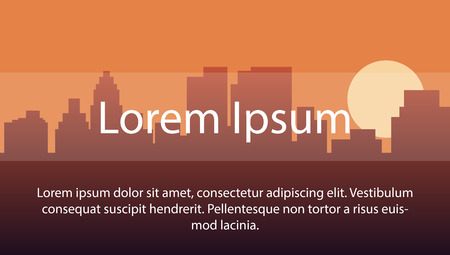 image background with the silhouette of the city during sunset. layout for use in your work with space to place text.のイラスト素材