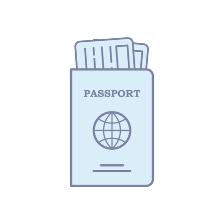 Modern concept passport. Flat line isolated illustrationのイラスト素材