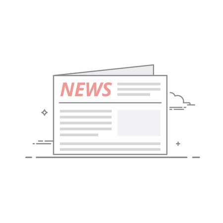 Concept of daily or weekly news published in the newspaper. Important political and economic information for the readers. Vector illustration in a linear style isolated isolated on white backgroundのイラスト素材