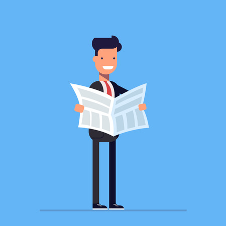 Businessman or manager reading a newspaper. Daily news. Vector, illustration EPS10.のイラスト素材