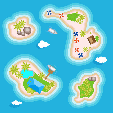 Tropical islands set top view above in the ocean or the sea.のイラスト素材