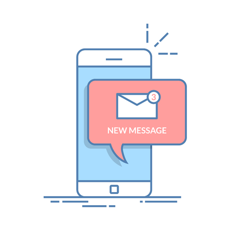 Notification of a new email on your mobile phone or smartphone.のイラスト素材