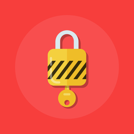 Identity or logon icon. Padlock with a key in a flat style. The process of opening the lock. Premium quality vector illustration in flat style isolated on white background.のイラスト素材