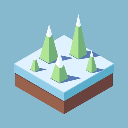Concept illustration of a Christmas tree in winter isolated on a blue backgroundのイラスト素材