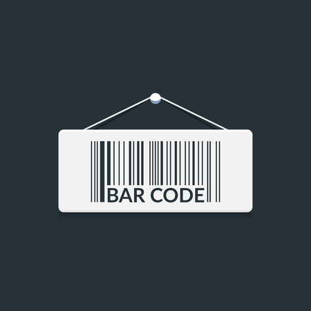 The bar code with a rope and a clerical button. Illustration isolated on a dark background.のイラスト素材