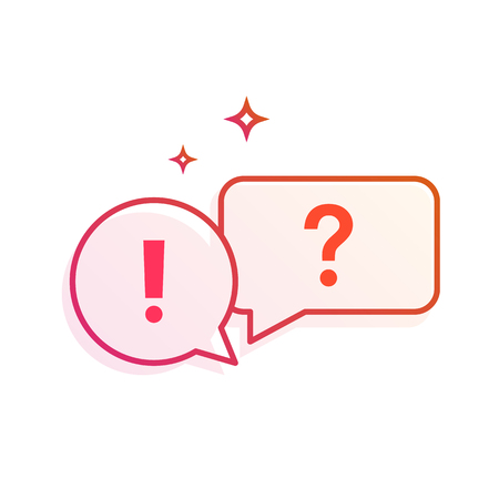 Question and answer. Speech bubbles Icon. Gradient line vector illustration isolated on white background.のイラスト素材