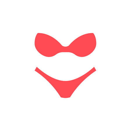 Woman bikini - lingerie fashion - swimsuit - flat vector illustration isolated on white background.のイラスト素材