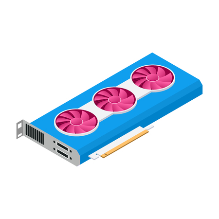 Video Graphics Cards for cryptocurrency mining. 3D Modern flat design. Illustration isometric style isolated on white backgroundのイラスト素材