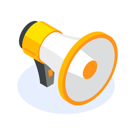 Isometric flat megaphone or speacker icon. Tool for reaching out to people at events. Can use for web banner, infographics, promotionのイラスト素材
