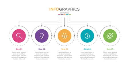Business Infographic template with icons.. Thin line design with numbers 5 options or steps. Infographics for business concept.のイラスト素材