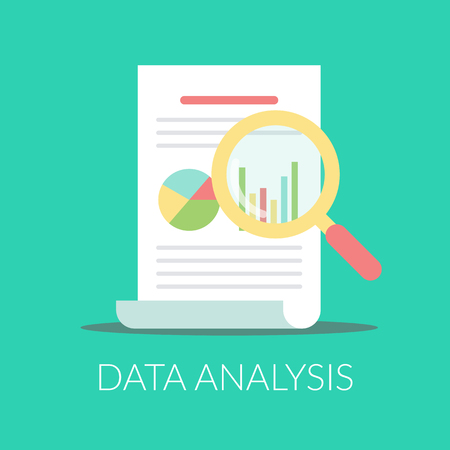 Data analysis flat icon. Report document. Infographic in document. Vector isolated illustration for graphic and web designのイラスト素材