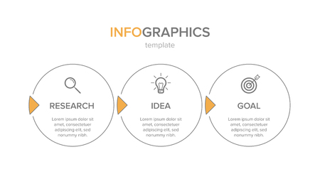 Infographic design with icons and 3 options or steps. Thin line vector. Infographics business concept. Can be used for info graphics, flow charts, presentations, web sites, banners, printed materials.のイラスト素材