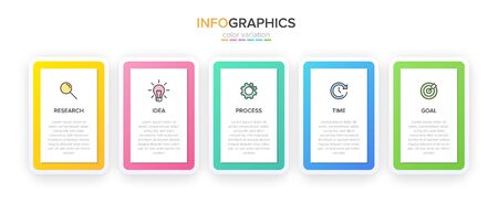 Infographic design with icons and 5 options or steps. Thin line vector. Infographics business concept. Can be used for info graphics, flow charts, presentations, web sites, banners, printed materials.のイラスト素材