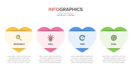 Infographic design with icons and 4 options or steps. Thin line vector. Infographics business concept. Can be used for info graphics, flow charts, presentations, web sites, banners, printed materialsのイラスト素材