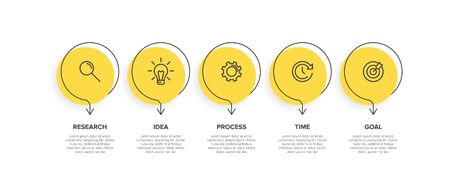 Infographic design with icons and 5 options or steps. Thin line vector. Infographics business concept. Can be used for info graphics, flow charts, presentations, web sites, banners, printed materialsのイラスト素材