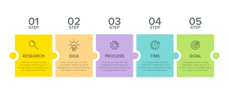 Infographic design with icons and 5 options or steps. Thin line vector. Infographics business concept. Can be used for info graphics, flow charts, presentations, web sites, banners, printed materials.のイラスト素材