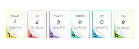 Concept of arrow business model with 6 successive isometric steps. Six colorful graphic elements. Timeline design for brochure, presentation. Infographic design layoutのイラスト素材