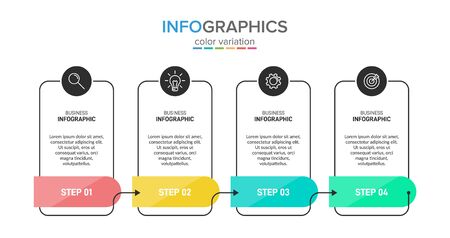 Infographic design with icons and 4 options or steps. Thin line vector. Infographics business concept. Can be used for info graphics, flow charts, presentations, web sites, banners, printed materialsの写真素材