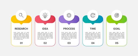 Infographic design with icons and 5 options or steps. Thin line. Infographics business concept. Can be used for info graphics, flow charts, presentations, web sites, banners, printed materialsの写真素材