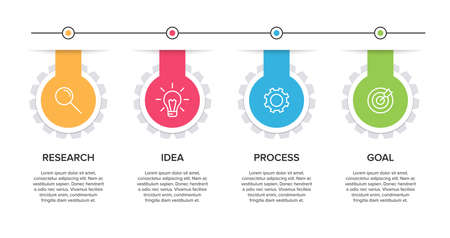 Infographic design with icons and 4 options or steps. Thin line vector. Infographics business concept. Can be used for info graphics, flow charts, presentations, web sites, banners, printed materialsのイラスト素材