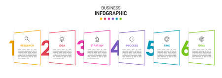 Concept of arrow business model with 6 successive isometric steps. Six colorful graphic elements. Timeline design for brochure, presentation. Infographic design layout.のイラスト素材