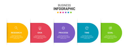 Infographic design with icons and 5 options or steps. Thin line. Infographics business concept. Can be used for info graphics, flow charts, presentations, web sites, banners, printed materials.の写真素材